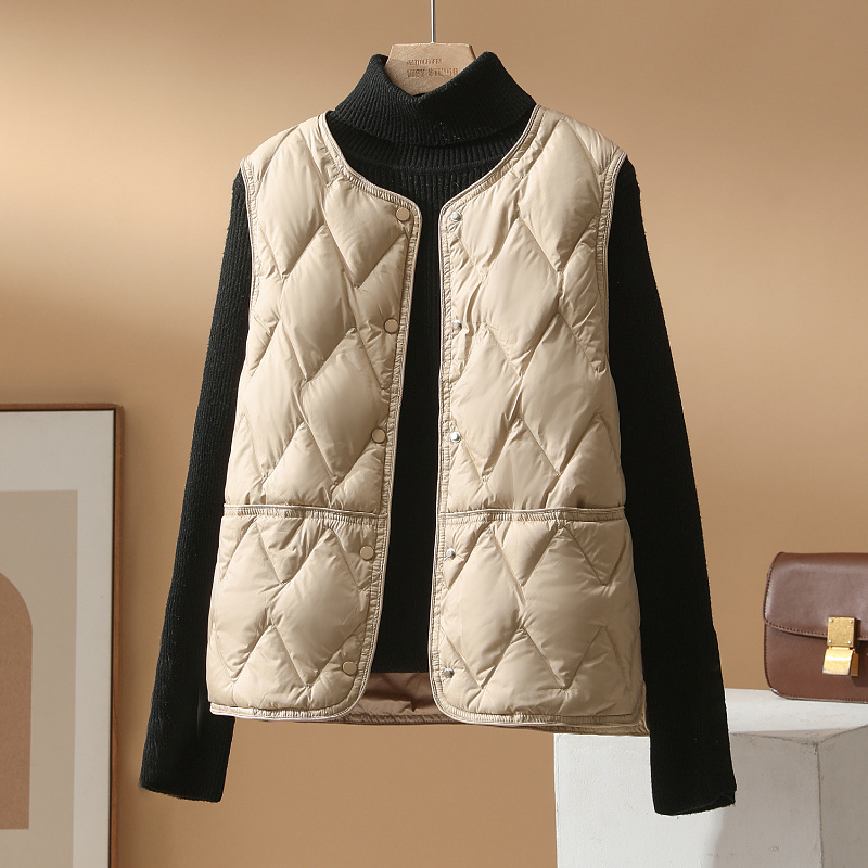 2024年秋冬新款轻薄羽绒服马甲女背心短款时尚内胆小个子内搭外套