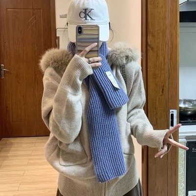 连帽拉链毛衣外套女秋季2025新款感慵懒宽松韩系针织开衫女装