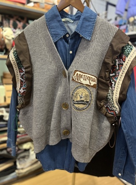 He家 原创设计师款重工打造 针织马甲背心坎肩灰色