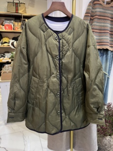 轻奢欧货原创宽松菱形格鹅绒服外套女加厚中长款男女同款羽绒服