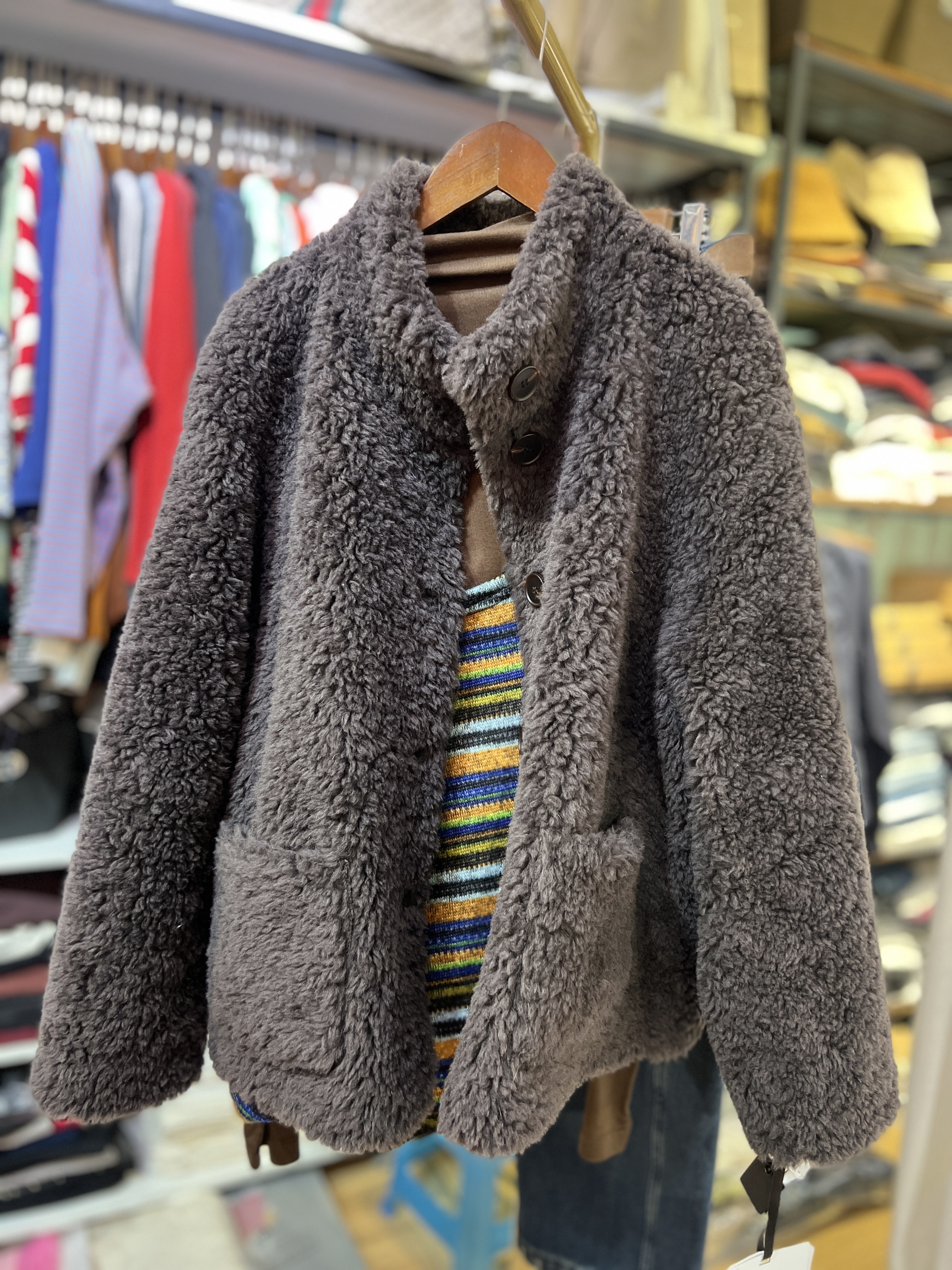 轻奢欧货原创设计女装宽松百搭立领长袖绵羊毛皮毛一体外套女上衣