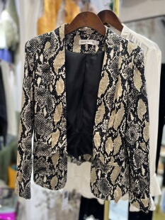 女装 气质新款 蛇纹印花长袖 修身 西服外套 欧美风时尚 外套小西装 热卖