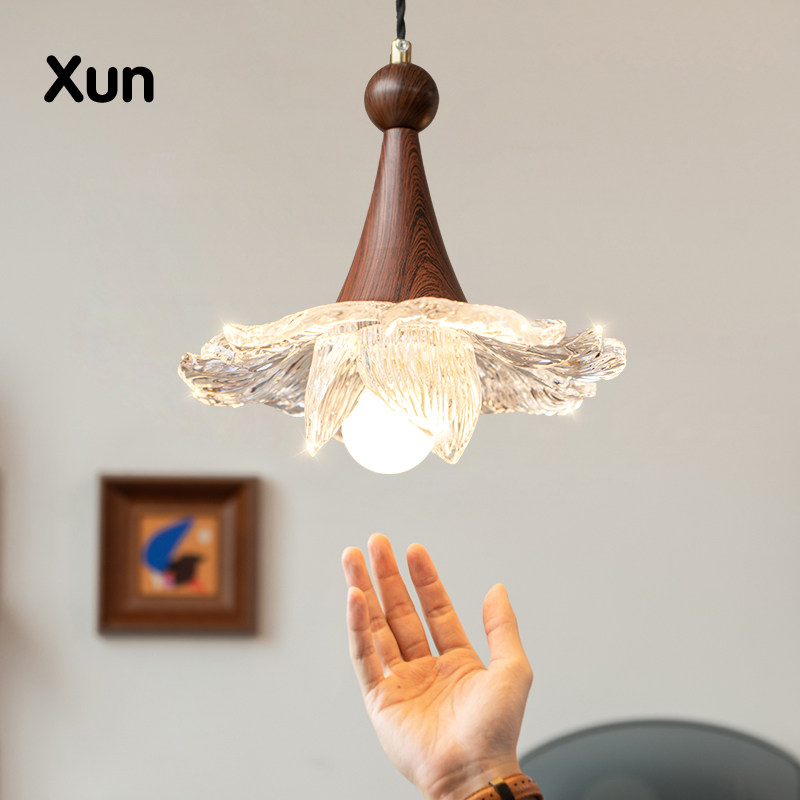 花瓣灯 中古床头吊灯卧室高级感法式复古主卧吊线灯南洋风玄关灯