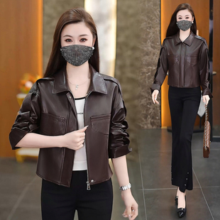 小个子短款皮衣外套女春款2026新款高级感酷飒风宽松休闲PU皮夹克