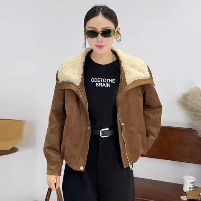 短款翻领夹克外套女冬季2025