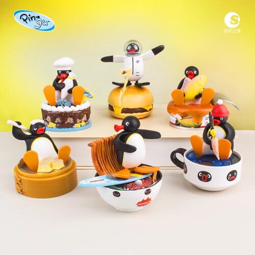 Pingu企鹅家族奇趣场景系列扭蛋潮玩盲盒潮流玩具经典复古动漫