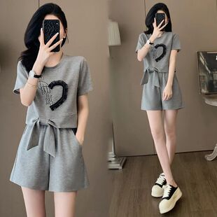 欧货时尚 短裤 运动套装 宽松休闲减龄炸街短袖 两件套 女2025新款 夏季