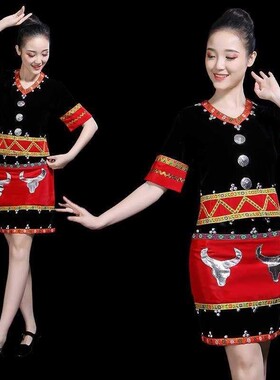 少数民族苗族服装演出服女成人民族风云南德宏景颇族舞蹈服装佤族