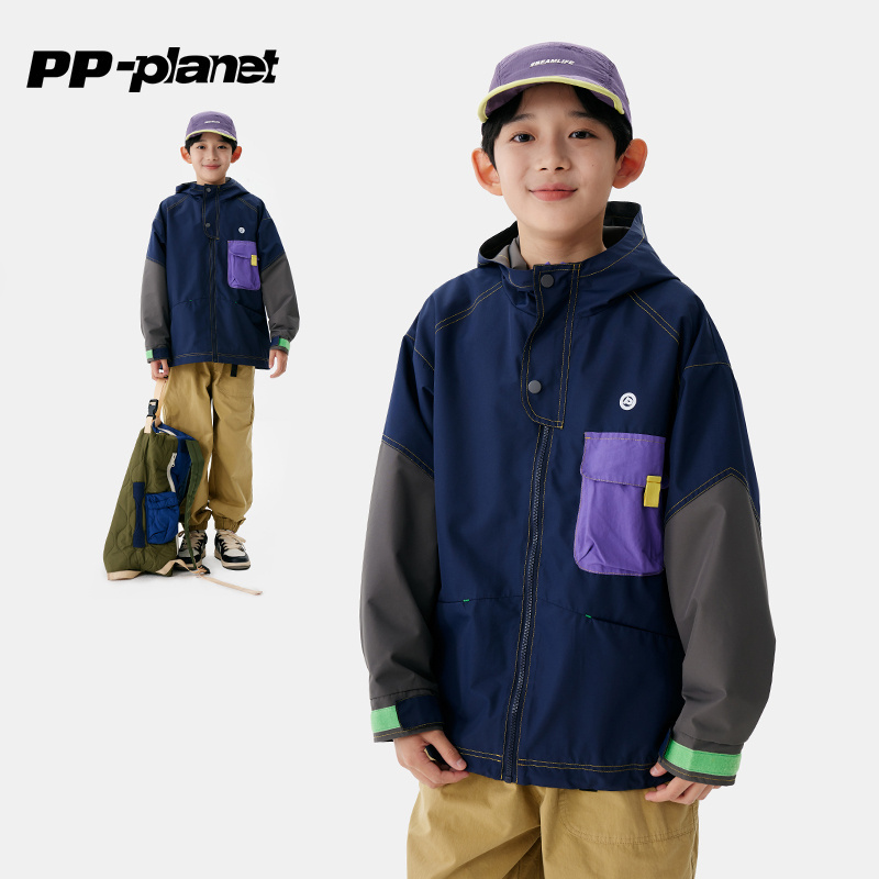 撞色休闲原创运动外套PP星球春秋