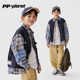 PP星球男童假两件衬衫 儿童宽松外套中大童 拼接外套春秋新款