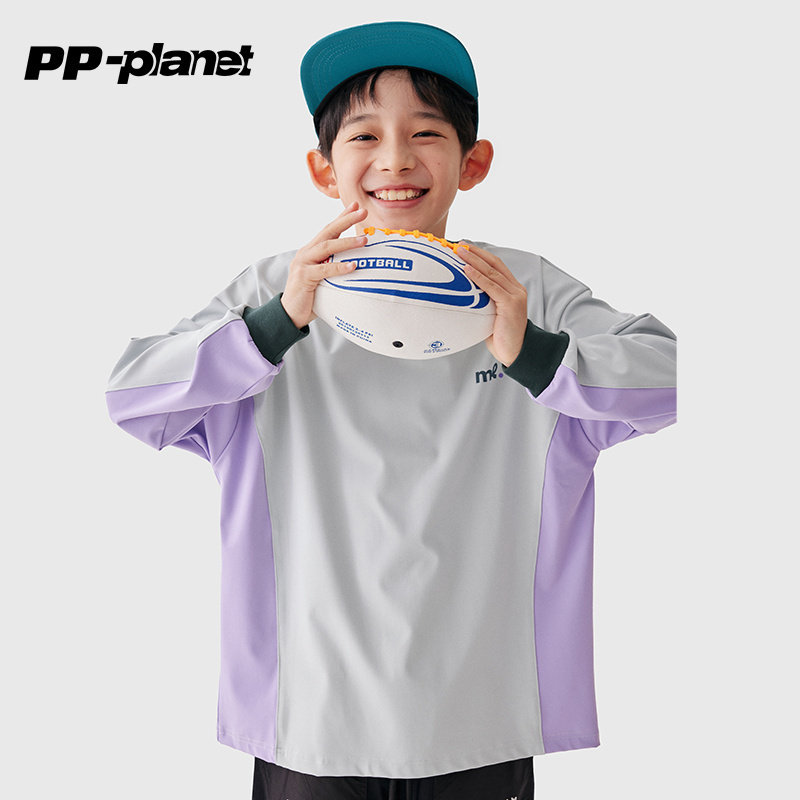 PP星球儿童速干拼接圆领长袖T恤春秋款男中大童城市运动休闲t