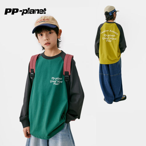PP星球男童春款洋气撞色卫衣T恤