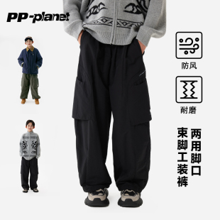 中大童宽松休闲裤 裤 儿童百搭 加绒保暖棉感工装 PP星球男童冬新款