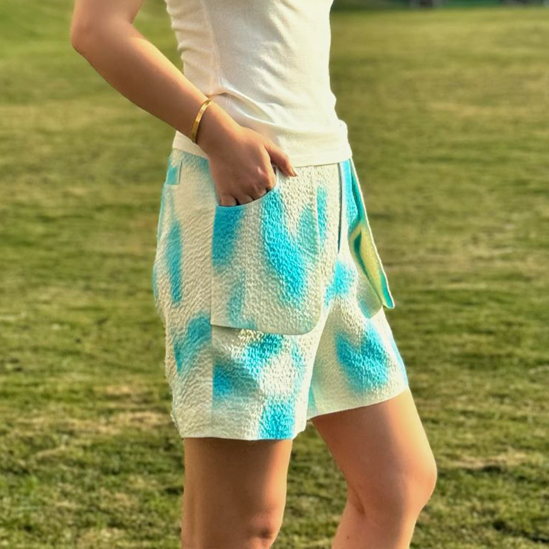 LEDIM WANG扎染印花中裤女2024春夏新款设计师原创高级感短裤,女装/女士精品,休闲裤,淘宝优惠券,粉丝福利购,淘宝优惠卷