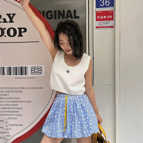 LEDIMWANG白色短背心女