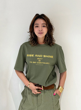 【于文文同款】LEDIM WANG丛林探险印花T恤女直筒百搭短袖上衣