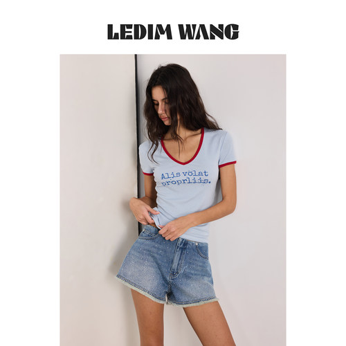 LEDIMWANG撞色印花短袖T恤