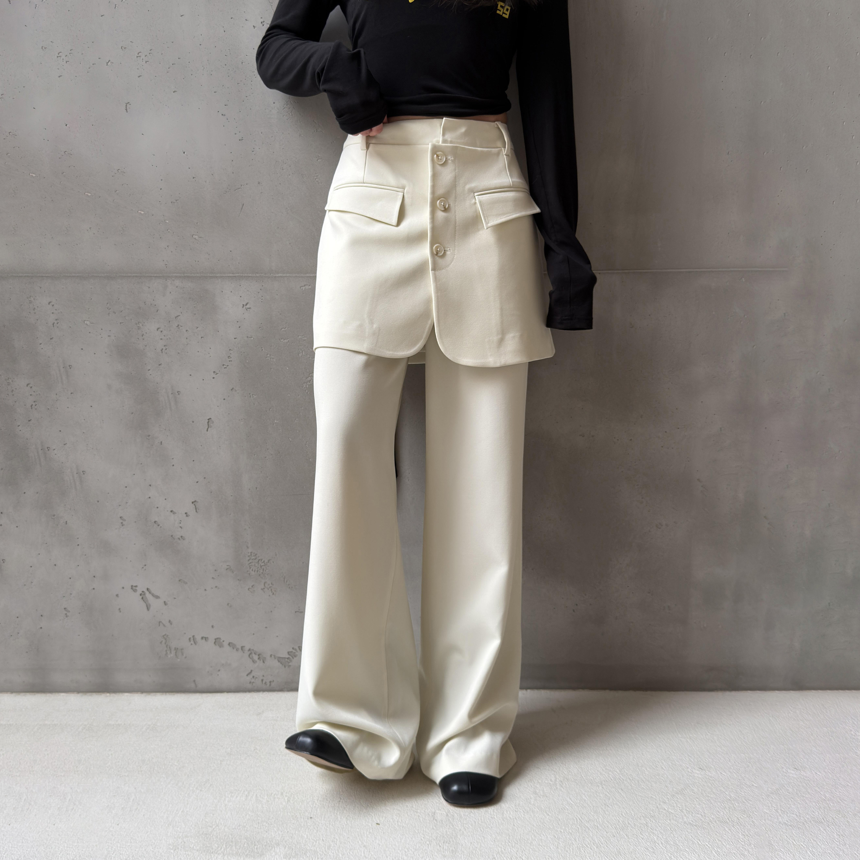 LEDIM WANG高智感搭片西裤白色直筒通勤百搭休闲长裤2026春季新款,女装/女士精品,西装裤/正装裤,淘宝优惠券,粉丝福利购,淘宝优惠卷