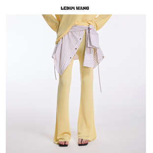 撞色半身裙配饰 叠穿搭片2026新款 LEDIM WANG卡其条纹屁帘女一片式