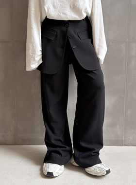 LEDIM WANG高智感搭片西裤黑色直筒通勤百搭休闲长裤2026春季新款