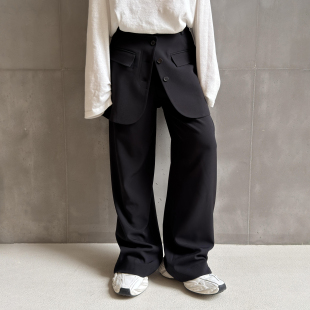 新款 LEDIM 2026春季 黑色直筒通勤百搭休闲长裤 WANG高智感搭片西裤
