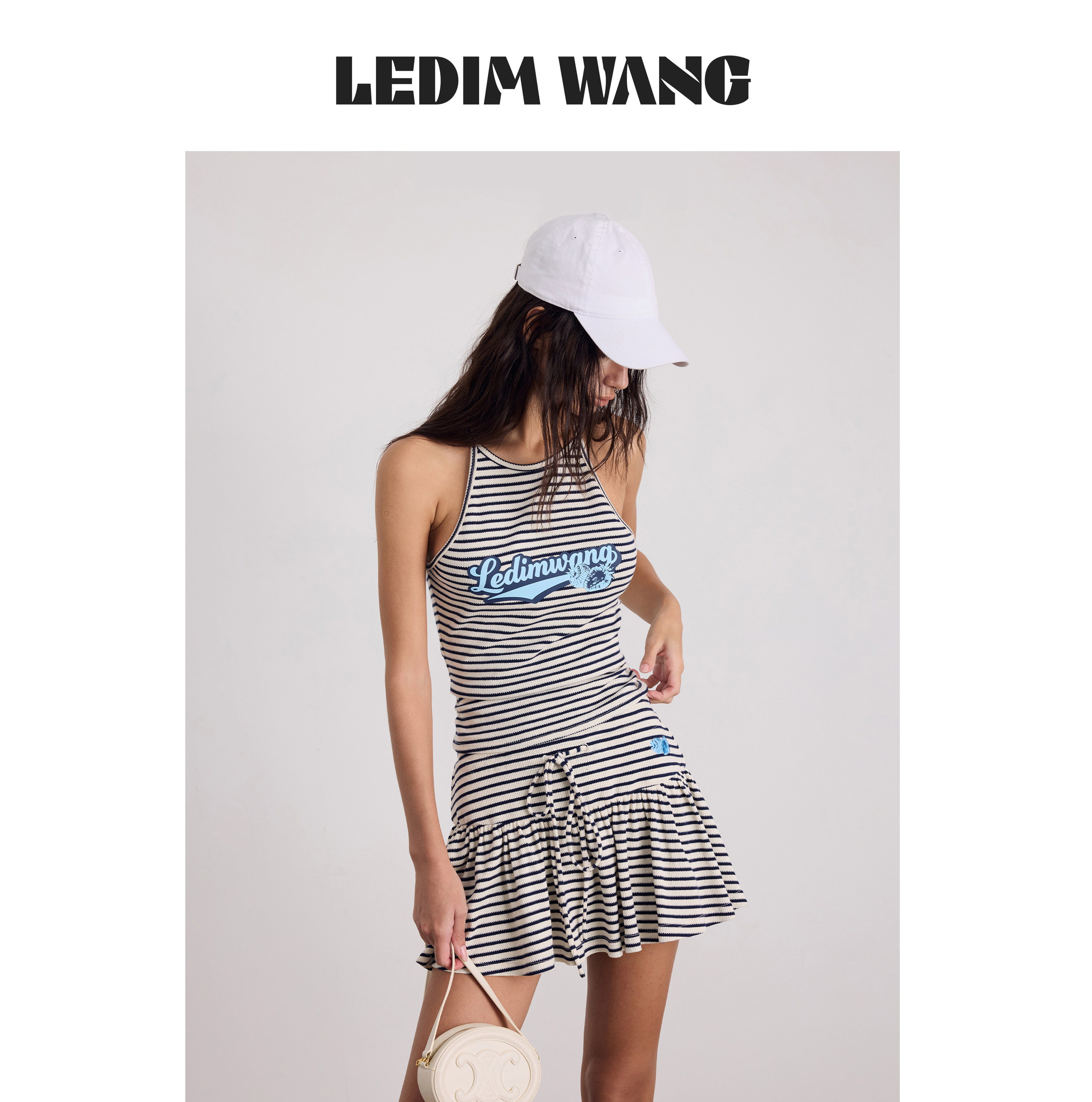 LEDIM WANG美式草莓条纹背心吊带女2026夏季新款修身工字型上衣