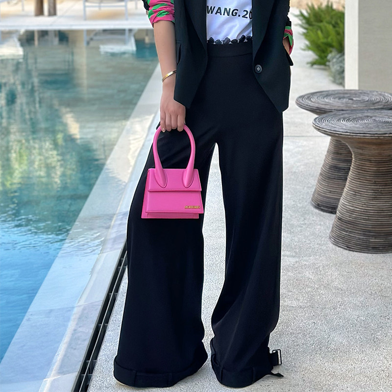 LEDIM WANG 蕾丝腰阔腿裤女设计感小众直筒休闲长裤子2024早春,女装/女士精品,休闲裤,淘宝优惠券,粉丝福利购,淘宝优惠卷