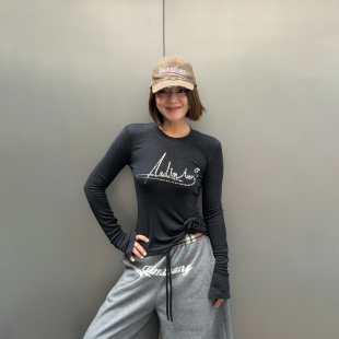 女灰黑长袖 WANG立体花亮片羊毛针织衫 LEDIM 上衣新款 明星同款