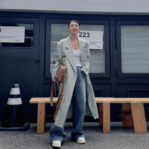 LEDIM WANG风衣外套女2024秋季新款小众设计高级感长款