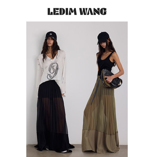LEDIMWANG风琴褶雪纺半身裙