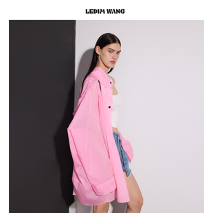 粉色休闲上衣26早春新款 防晒衣廓形冲锋衣外套女款 WANG时尚 LEDIM