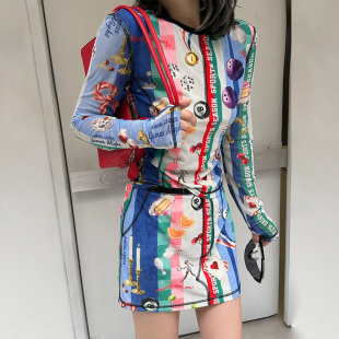 新款 LEDIM 印花直筒半身裙女透气网眼半裙夏季 白标系列 WANG