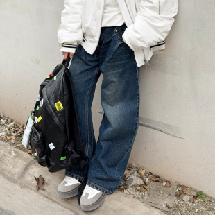 WANG白标 长裤 复古做旧低腰弯刀牛仔裤 秋冬新款 女百搭长裤 LEDIM