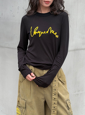 LEDIM WANG莱赛尔毛针织衫女黑色内搭打底衫长袖上衣2026春季新款