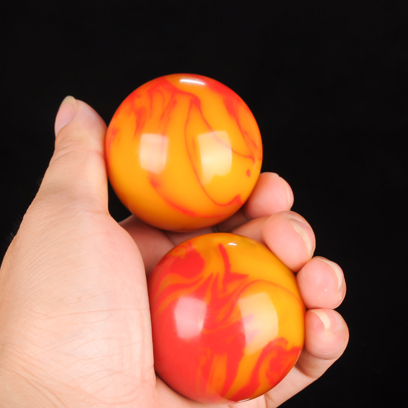 天然新疆和田玉金丝玉手球健身手球彩玉手玩件实心球保健手把件