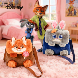 疯狂动物城可爱卡通朱迪尼克大容量双肩包斜挎包毛绒翻盖单肩包