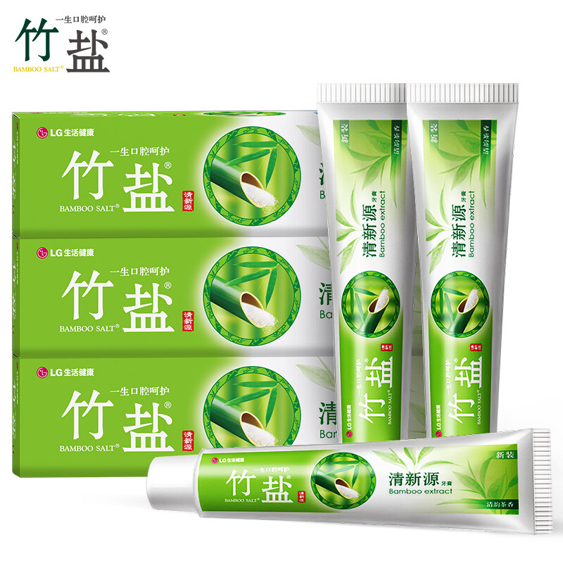 LG竹盐牙膏清新源150g清韵茶香去黄去口臭清新口气清洁护理牙龈