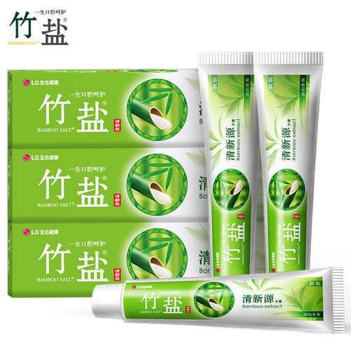 LG竹盐牙膏清新源150g清韵茶香去黄去口臭清新口气清洁护理牙龈