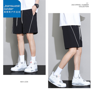 黑色潮牌休闲裤 真维斯男士 宽松速干五分裤 夏季 可团购定制 运动短裤