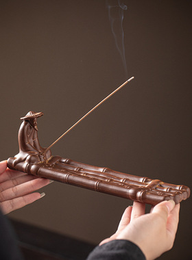 姜太公钓鱼线香插家用室内茶桌禅意卧香炉沉香檀香熏香炉香插摆件