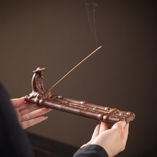 姜太公钓鱼线香插家用室内茶桌禅意卧香炉沉香檀香熏香炉香插摆件