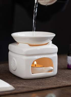 跨境白瓷精油香薰炉家用办公室大容量熏香炉蜡烛加热温茶器精油炉