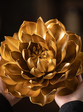 大号陶瓷仿真手工捏花莲花瓷花朵摆件家居客厅禅意桌面供奉装饰品