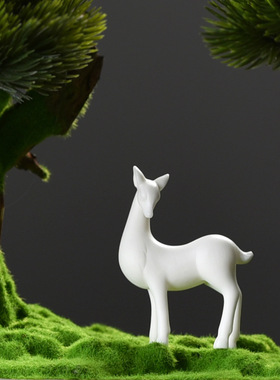 微景观盆小摆件鹿迷你陶