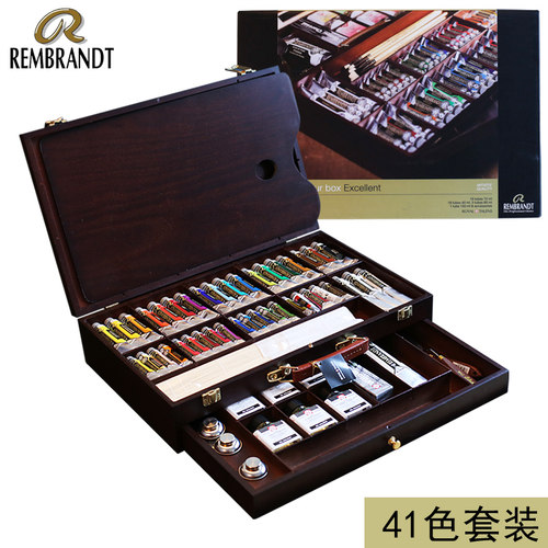 荷兰泰伦斯Talens梵高油画颜料41色木盒套装15色木盒礼盒艺术礼品礼物送老师艺术家油画颜料
