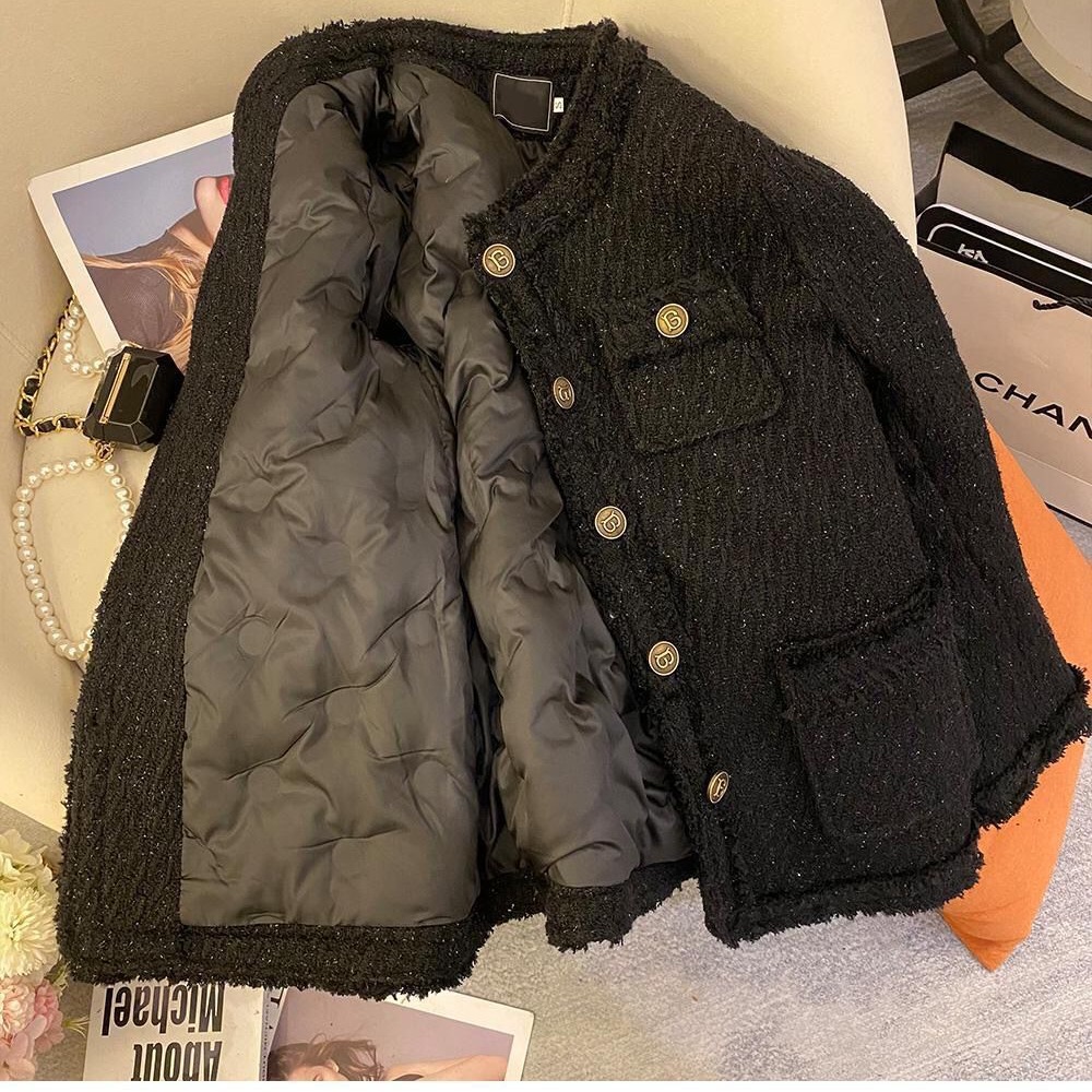 黑色气质小香风羽绒服女冬季