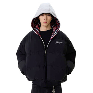 SNUN潮牌正签名字母拼接保暖加厚棉服外套冬季 撞色立领棉衣 基础款