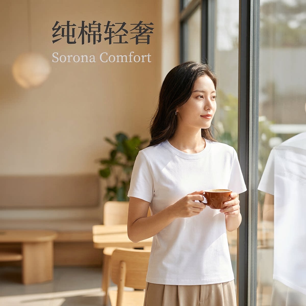 正肩白色索罗纳圆领短袖t恤女2026新款百搭夏季半截袖打底衫上衣