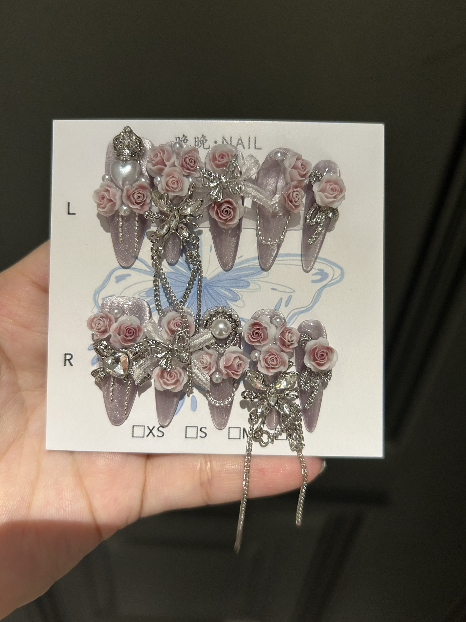 暖风 纯手工制作穿戴甲定制甲片可拆卸流苏超仙成品贴片猫眼美甲