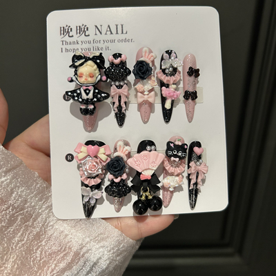 纯手工穿戴新款辣妹卡通可爱可拆卸指甲美甲成品贴片甲片